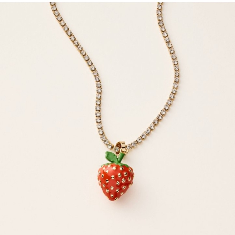 Kate Spade Strawberry charm tennis  Gold Necklace